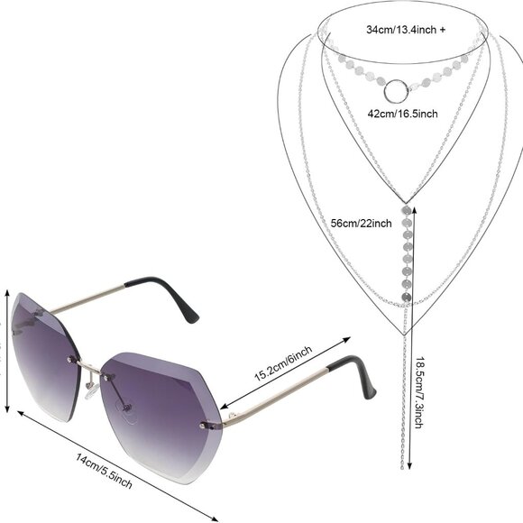 Chic 4-Piece 70s Disco Accessory Set: Bracelet, Sunglasses & Jewelry for Parties - Picture 3 of 6